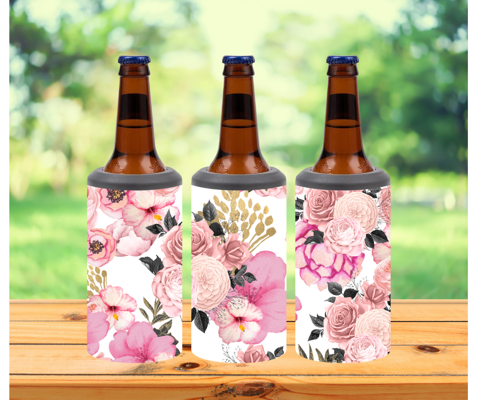 Pink Floral 4 in 1 Sublimation Can Cooler