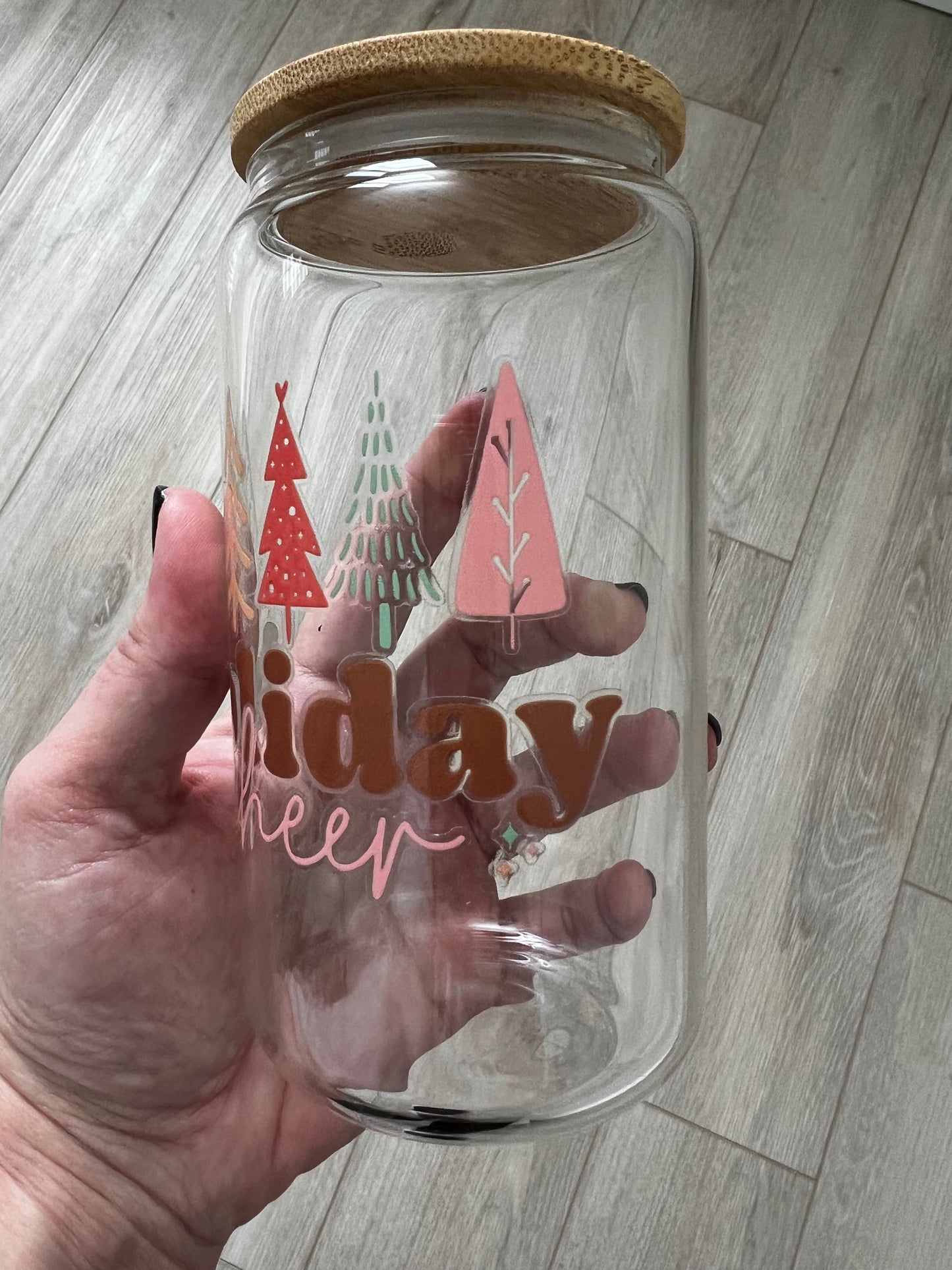 Holiday Cheer 16 oz Beer Can Glass