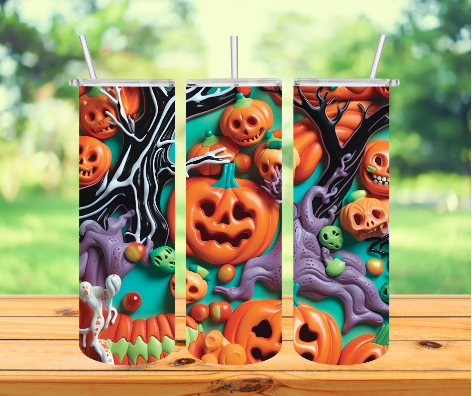 3D Spooky Pumpkins 20 oz Insulated Tumbler