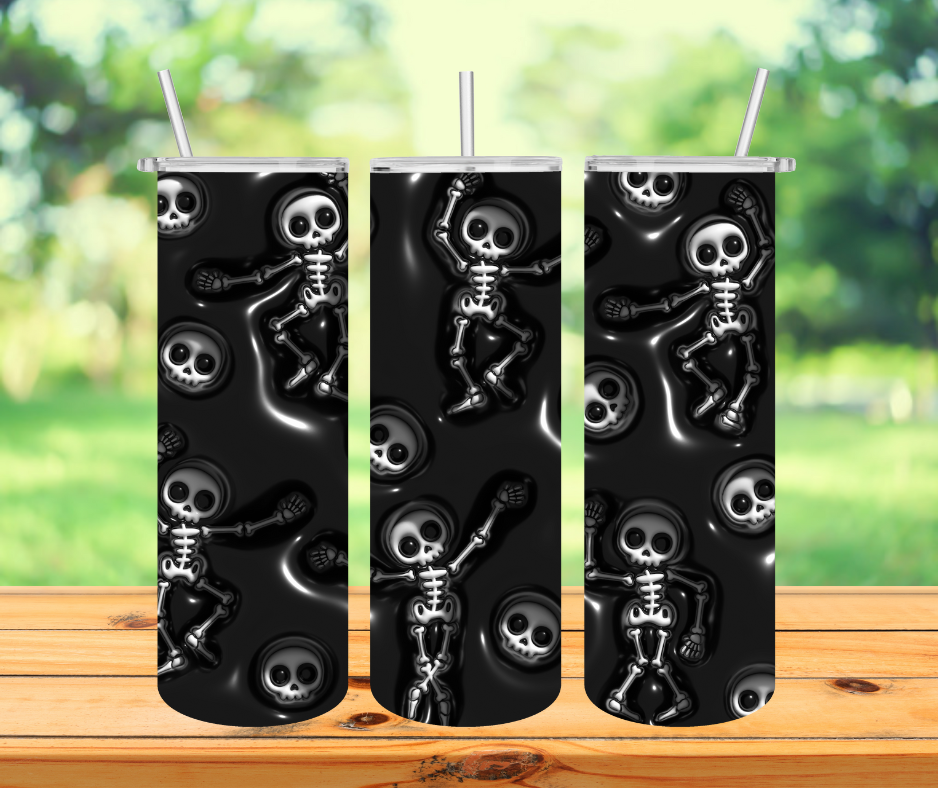 3D Spooky Skeletons 20 oz Insulated Tumbler