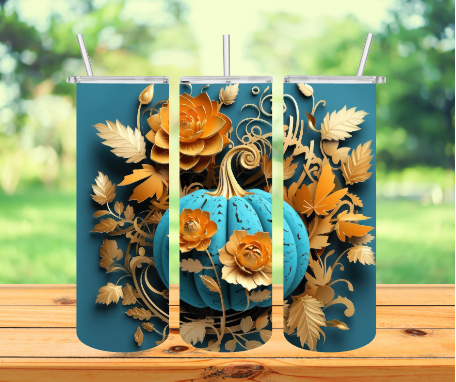 3D Teal Pumpkin 20 oz Sublimation Insulated Tumbler