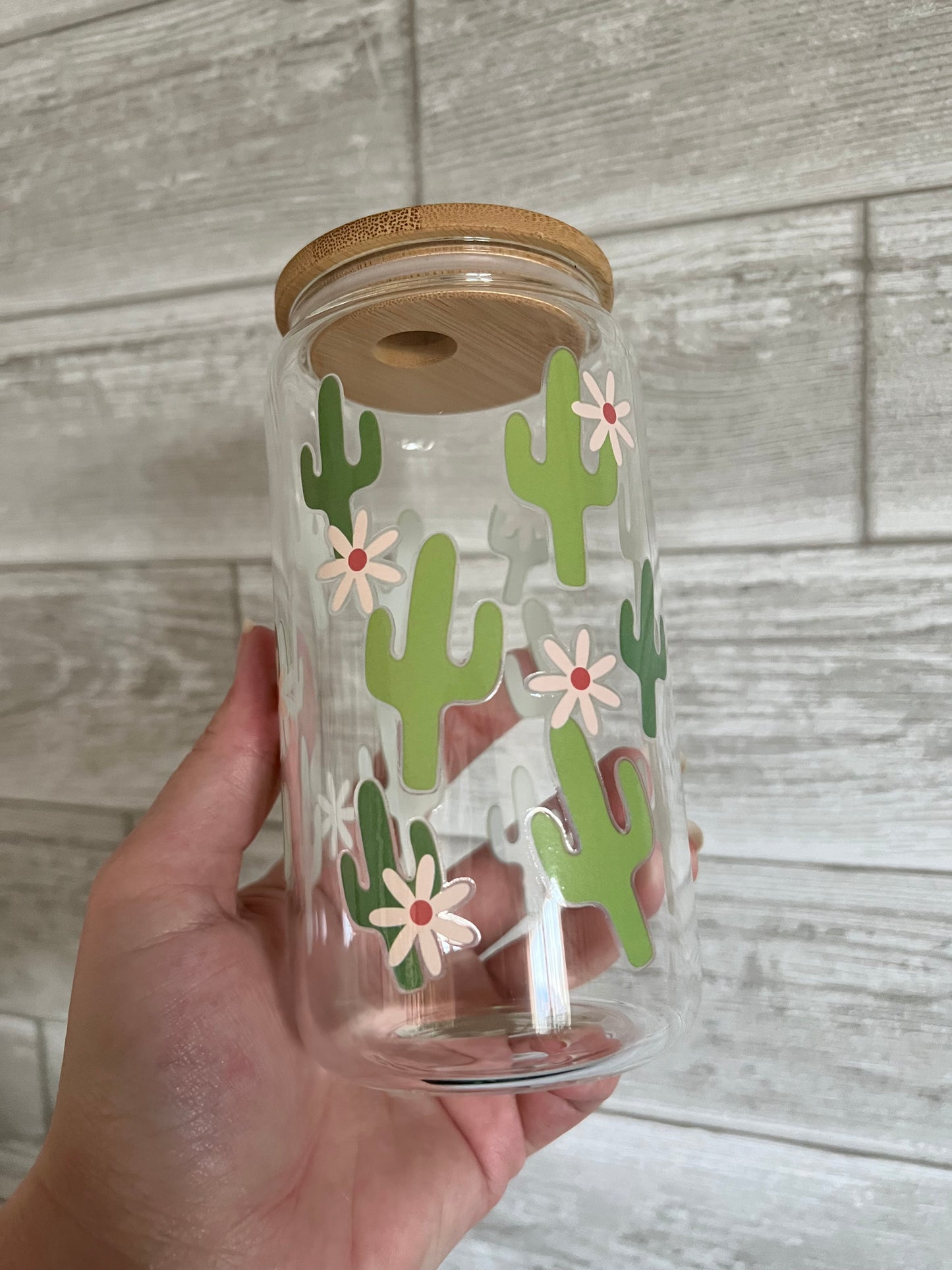 Happy Cacti 16 oz Beer Can Glass