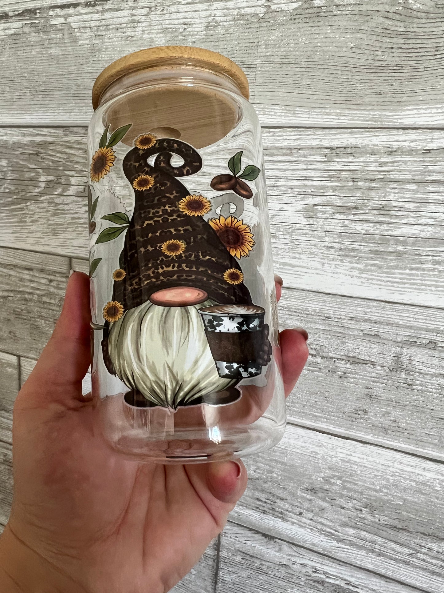 Coffee Bean Gnomes 16 oz Beer Can Glass