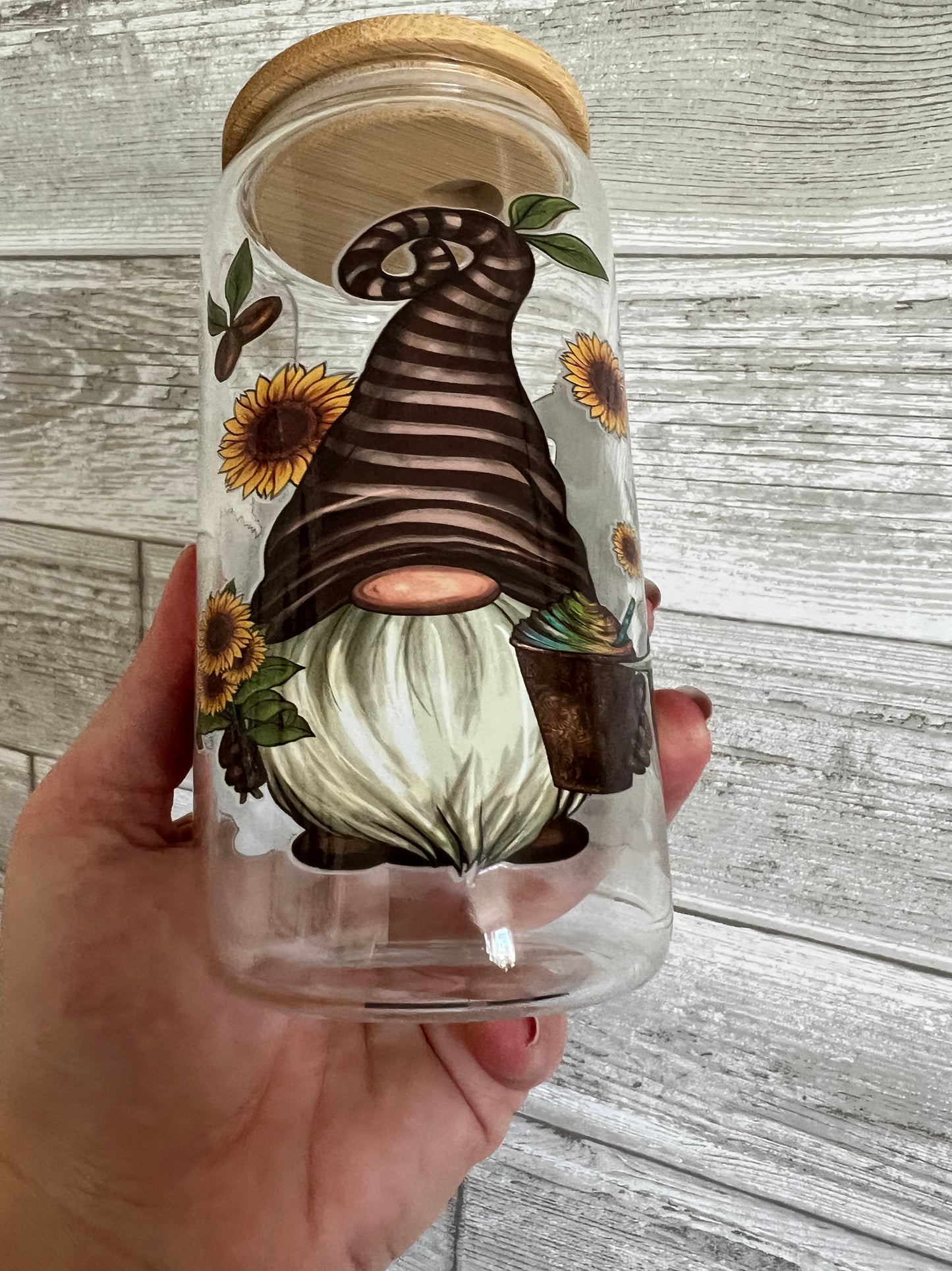 Coffee Bean Gnomes 16 oz Beer Can Glass