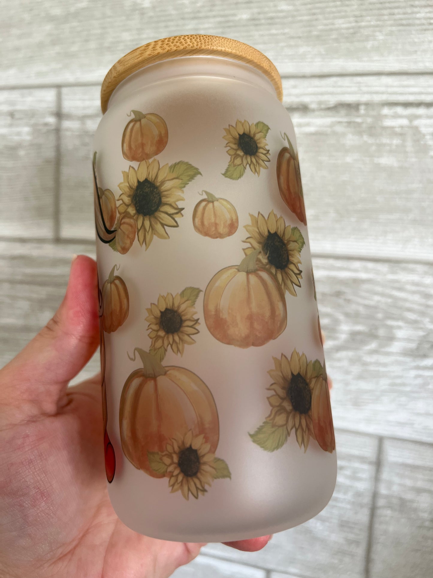 Gnome Fall Pumpkin Frosted 16 oz Beer Can Glass