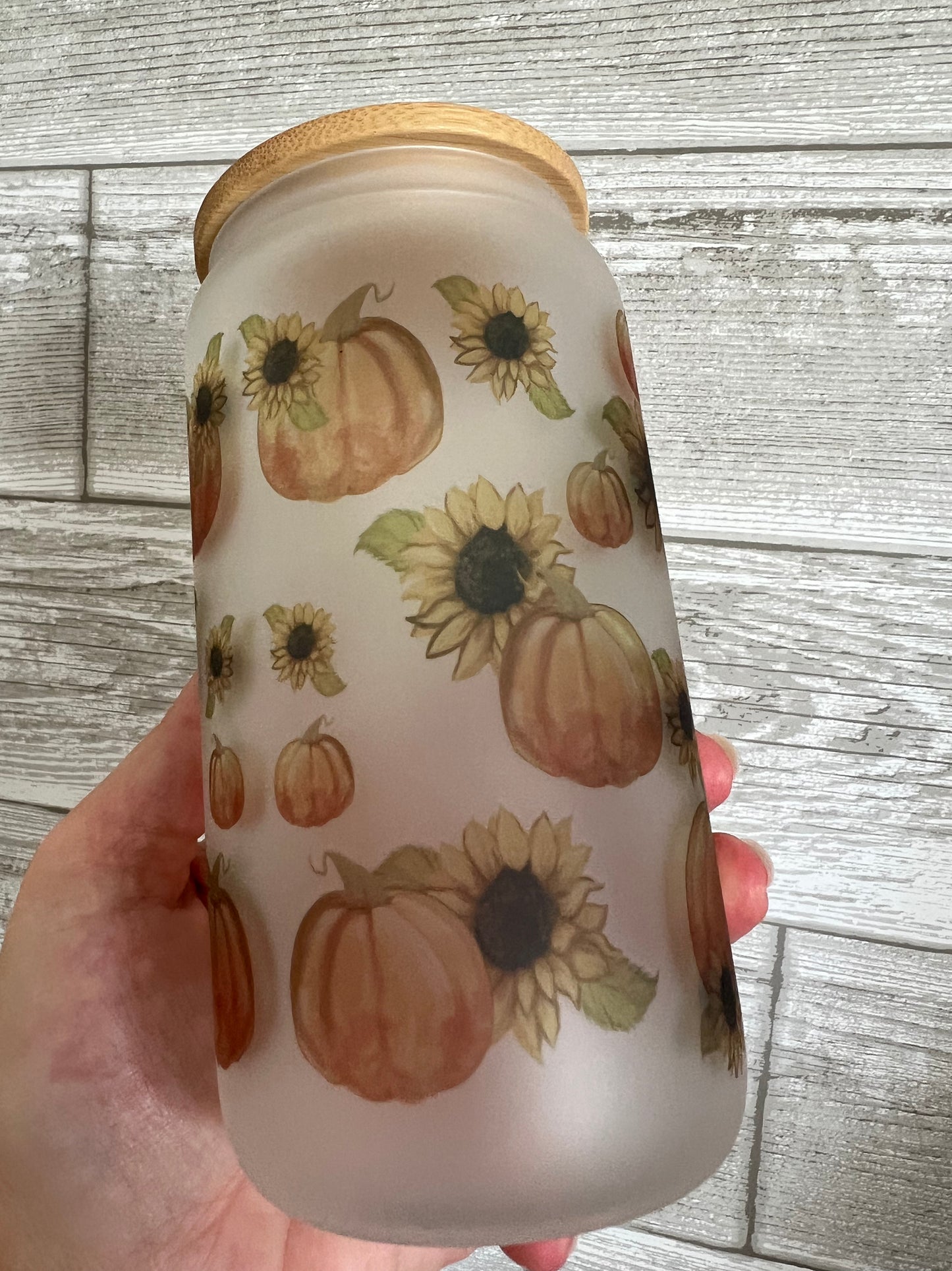 Gnome Fall Pumpkin Frosted 16 oz Beer Can Glass