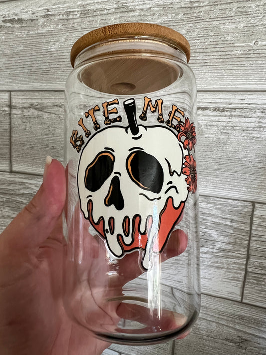 Bite Me 16 oz Beer Can Glass