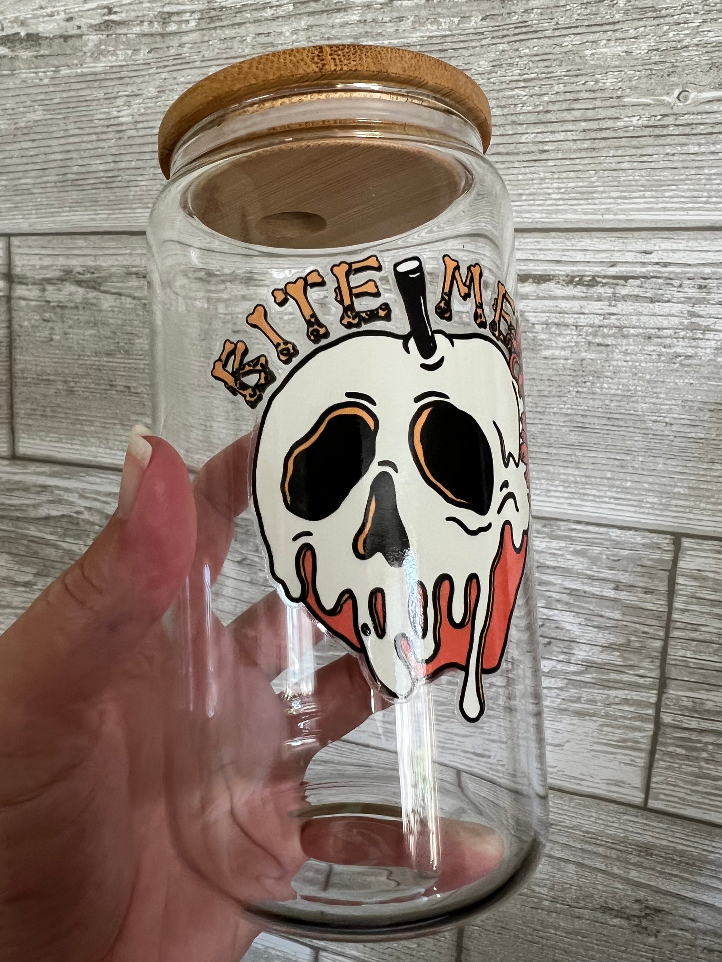 Bite Me 16 oz Beer Can Glass