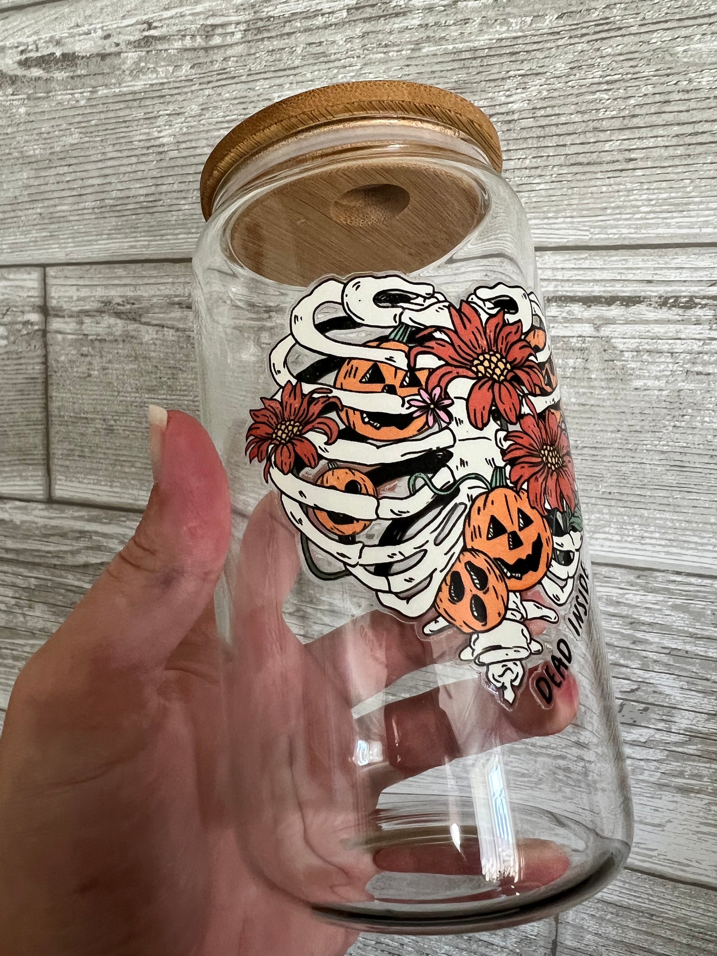 Dead Inside 16 oz Beer Can Glass