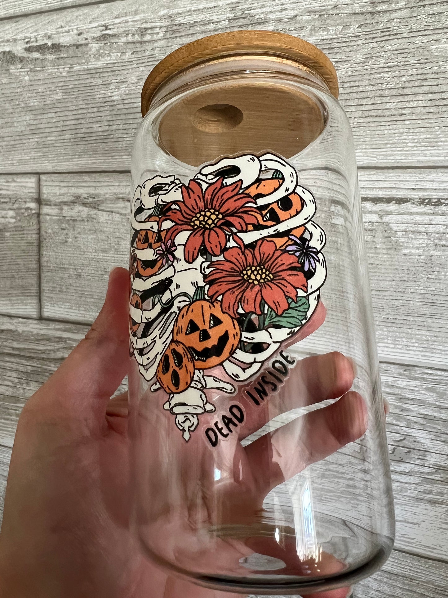 Dead Inside 16 oz Beer Can Glass