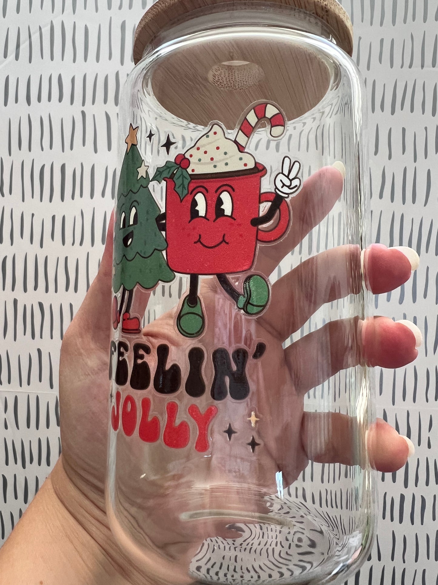 Retro Feelin Jolly 16 oz Beer Can Glass