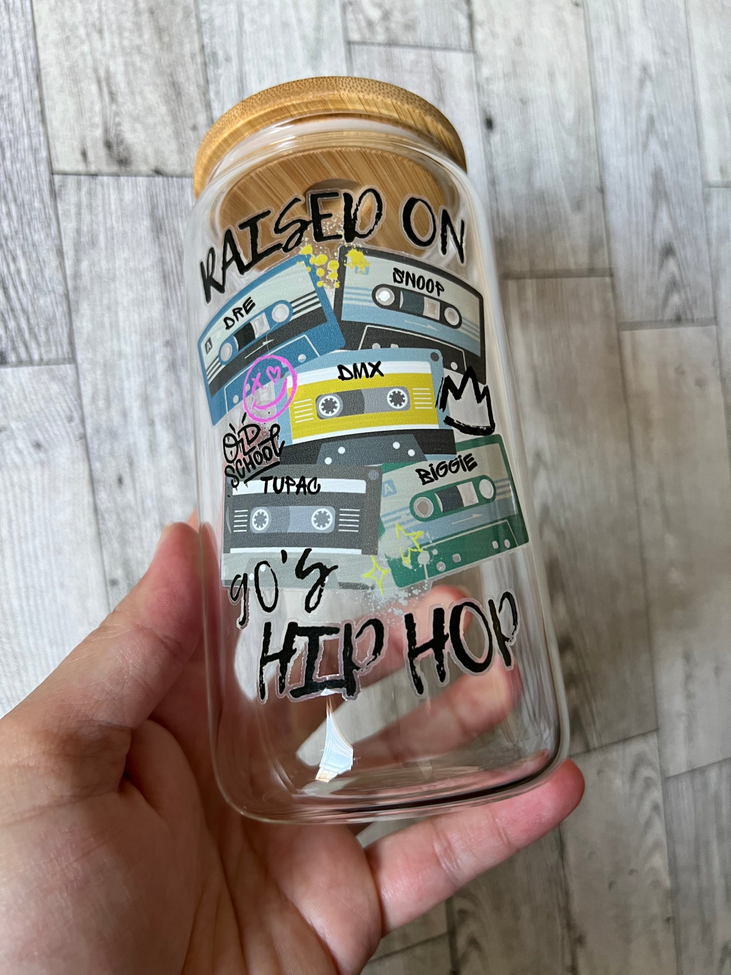 Raised on 90s Hip Hop 16 oz Beer Can Glass