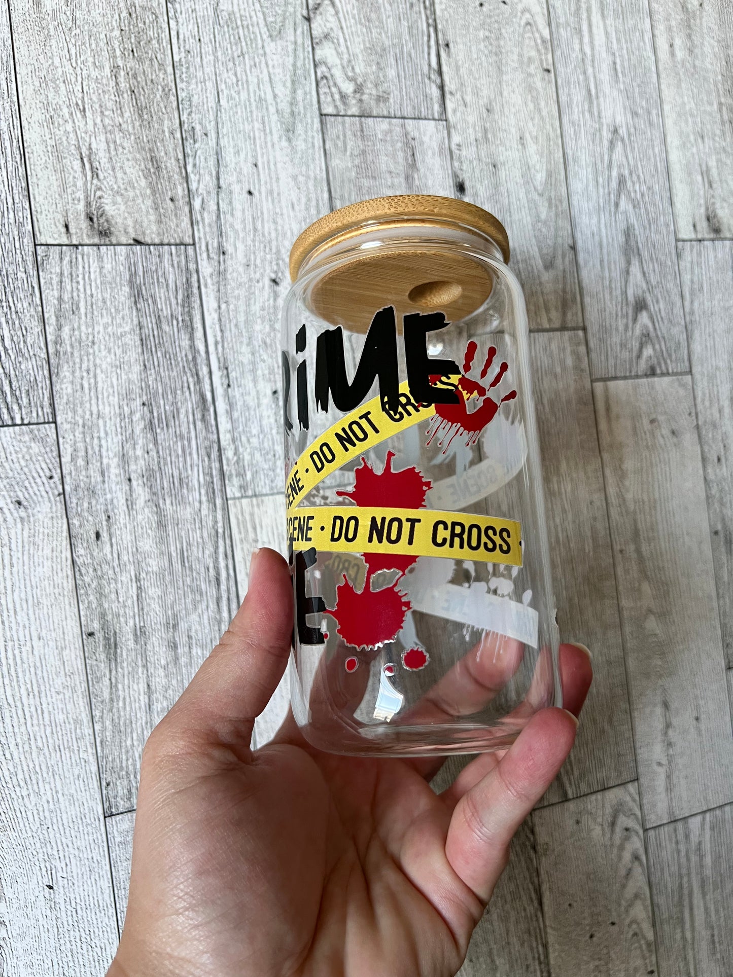 True Crime Junkie 16 oz Beer Can Glass