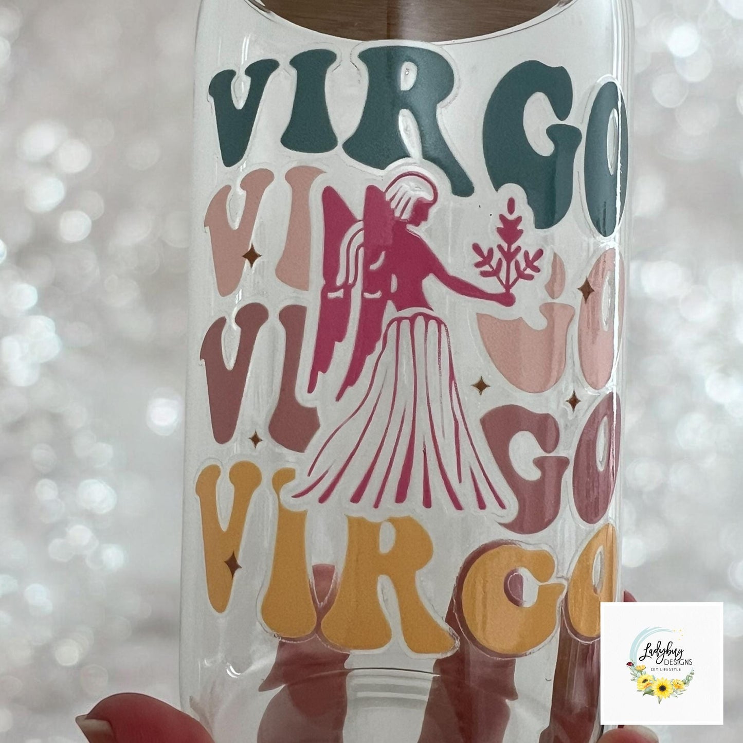 Virgo Zodiac Sign 16 oz Beer Can Glass