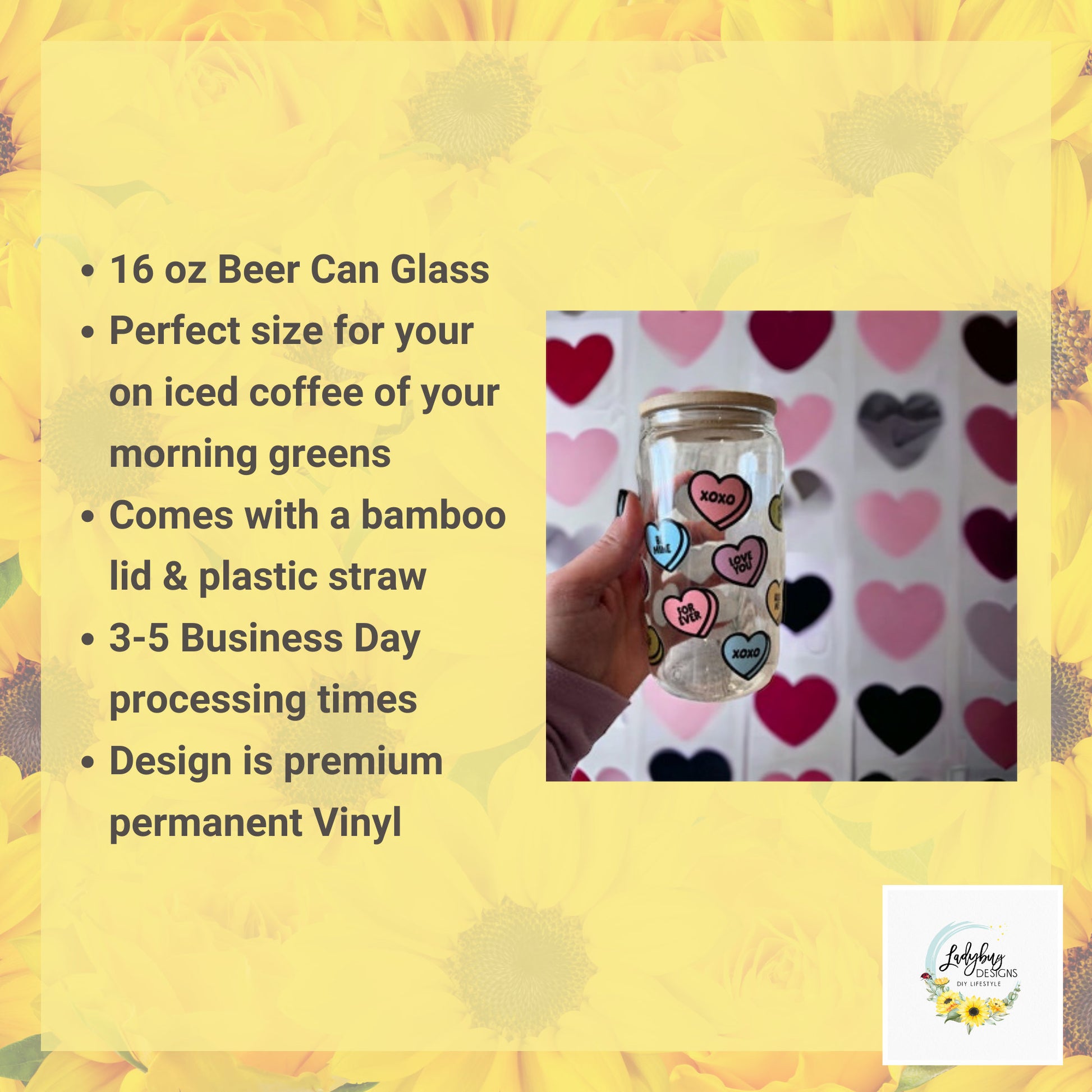 Candy Hearts Valentine’s Day Cup, Conversation Hearts Beer Can Glass, Valentine's Day Swag, Gift Bag Ideas for Her, Love Valentine's Day