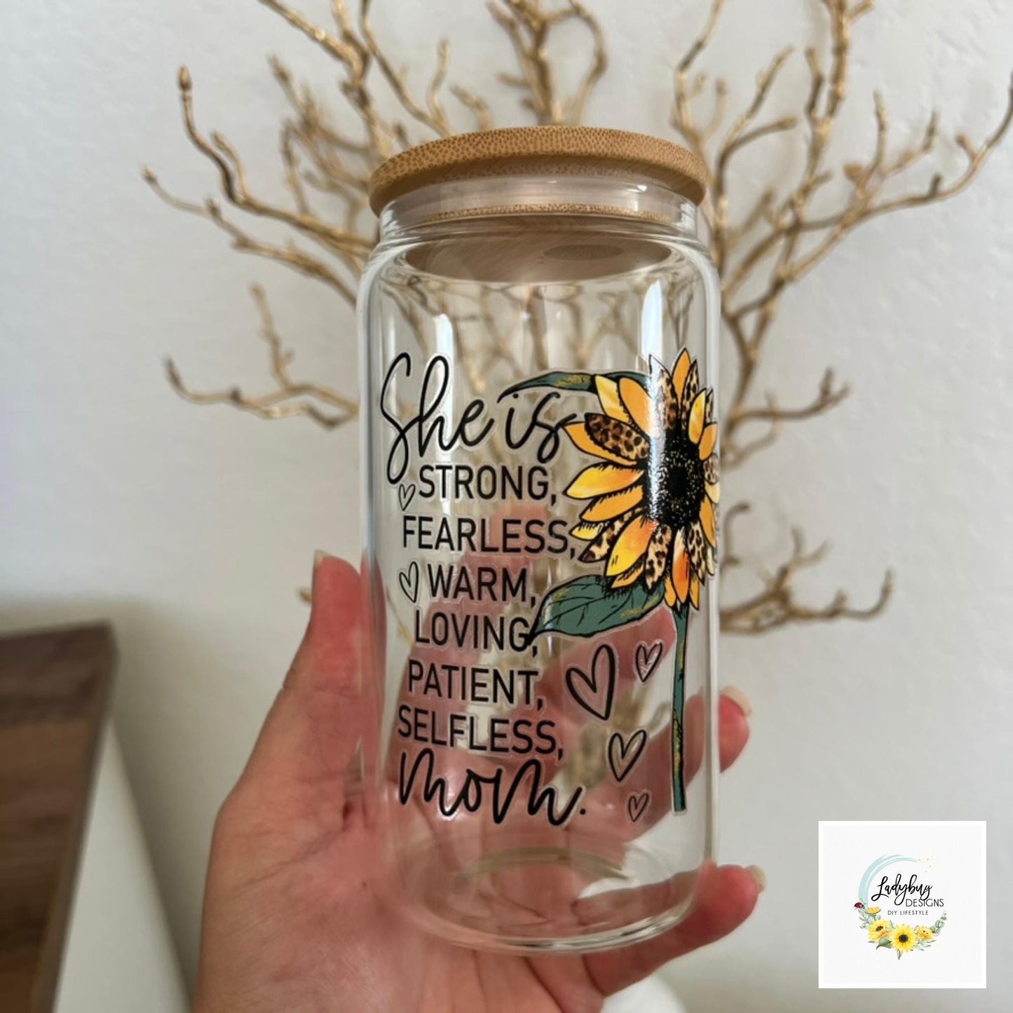 She is Strong Mom Beer Glass Can