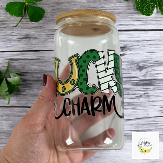 St Patricks Day Cup, Shamrock Libbey, Lucky Charm Glass, Irish Beer Can Glass, Green Ice Coffee Cup, Lucky Iced Coffee, St Pattys Day Libbey, St Patricks Day Gift, Clover Glass Can, Lucky Green Libbey, Four Leaf Clover Cup, Luck of the Irish, Shamrock St Pats Cup