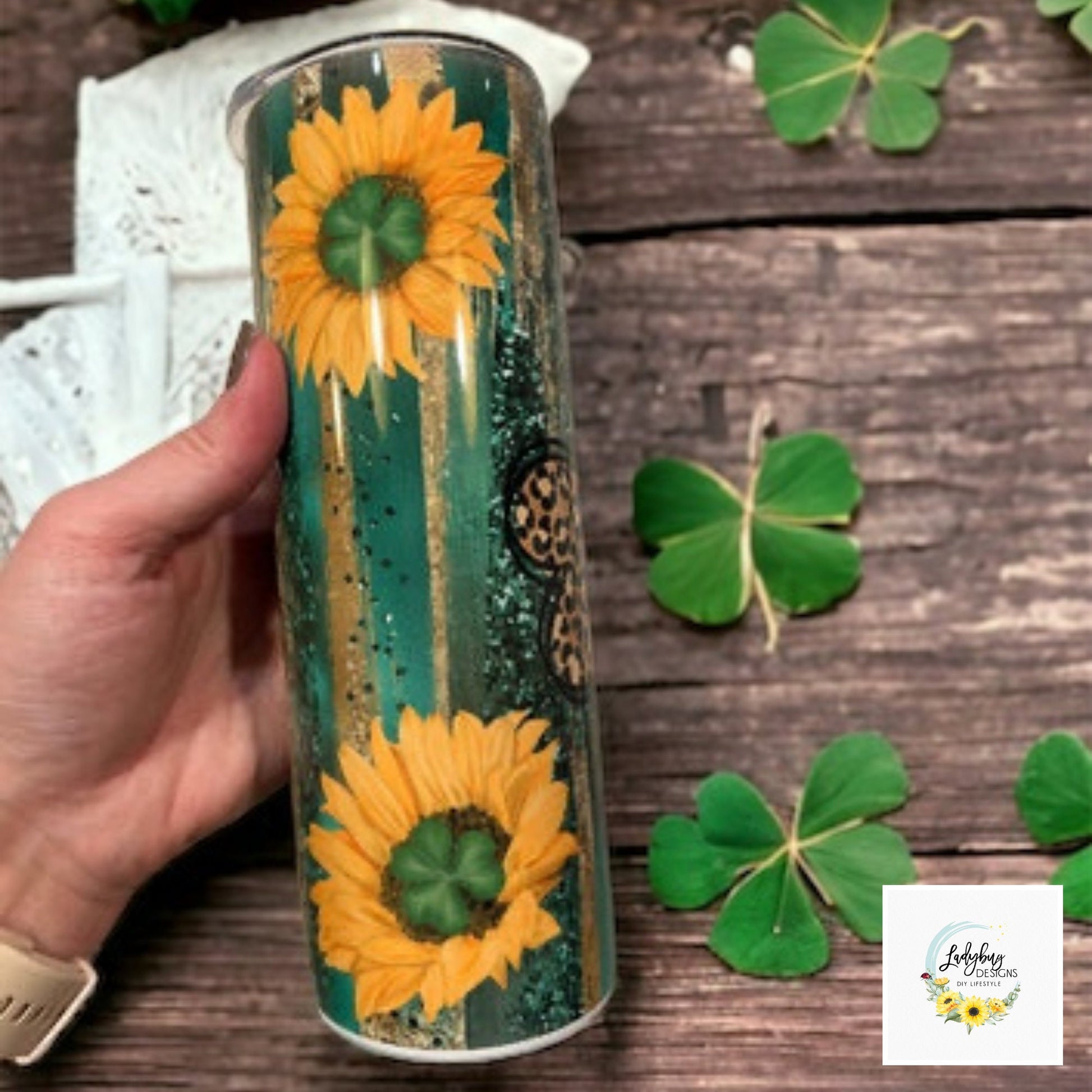 St Patricks Sunflower, Lucky Charm Tumbler, Green Irish Tumbler, Four Leaf Clover Mug, Leopard Shamrock Mug, St Pats Day Tumbler, Luck of the Irish, St Pats Day Gift, Shamrock Tumbler, Tumbler with Lid, Iced Coffee Tumbler, My Lucky Charm, St Pats Day Cups