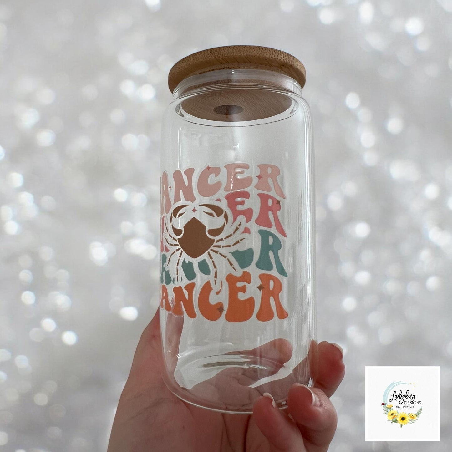 Cancer Zodiac Sign 16 oz Beer Can Glass