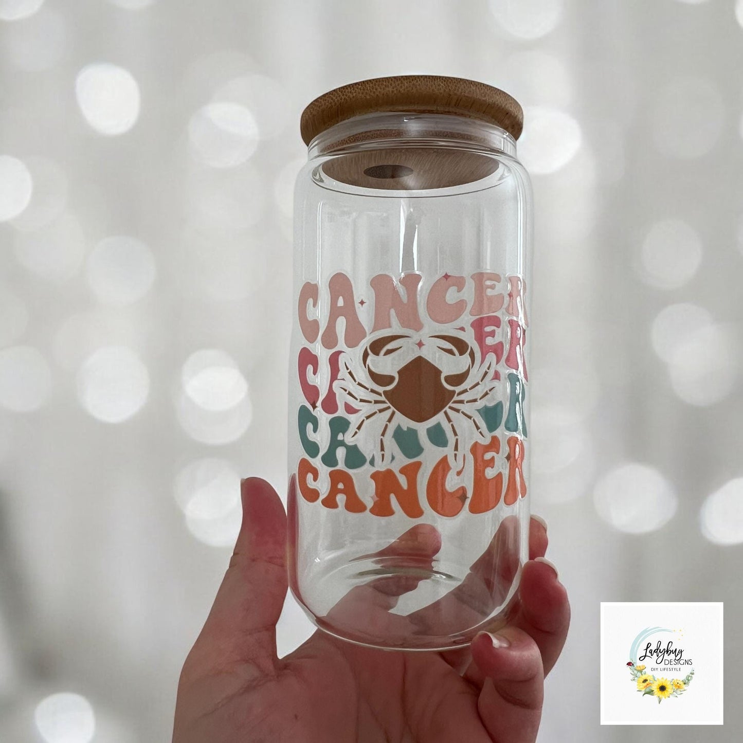 Cancer Zodiac Sign 16 oz Beer Can Glass