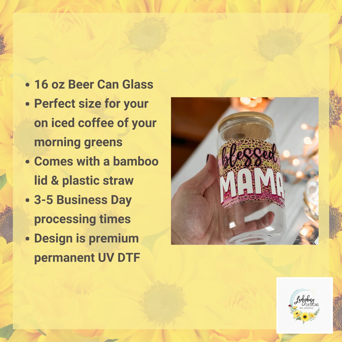 Blessed Mama Beer Can Glass, Mother’s Valentine's Day, Valentines Day Swag, Gift Ideas for Her, I Love You Mommy, Blessed Momma Libbey Glass