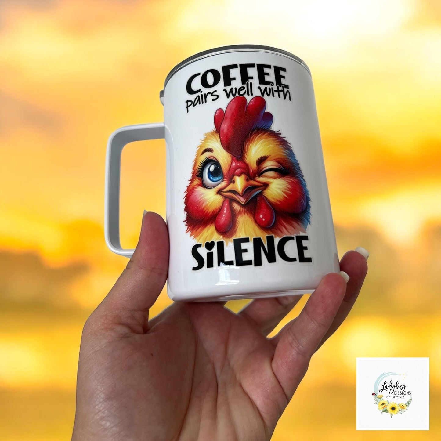 Coffee Pairs Well With Silence 10 oz Insulated Stainless Steel Coffee Mug with Handle