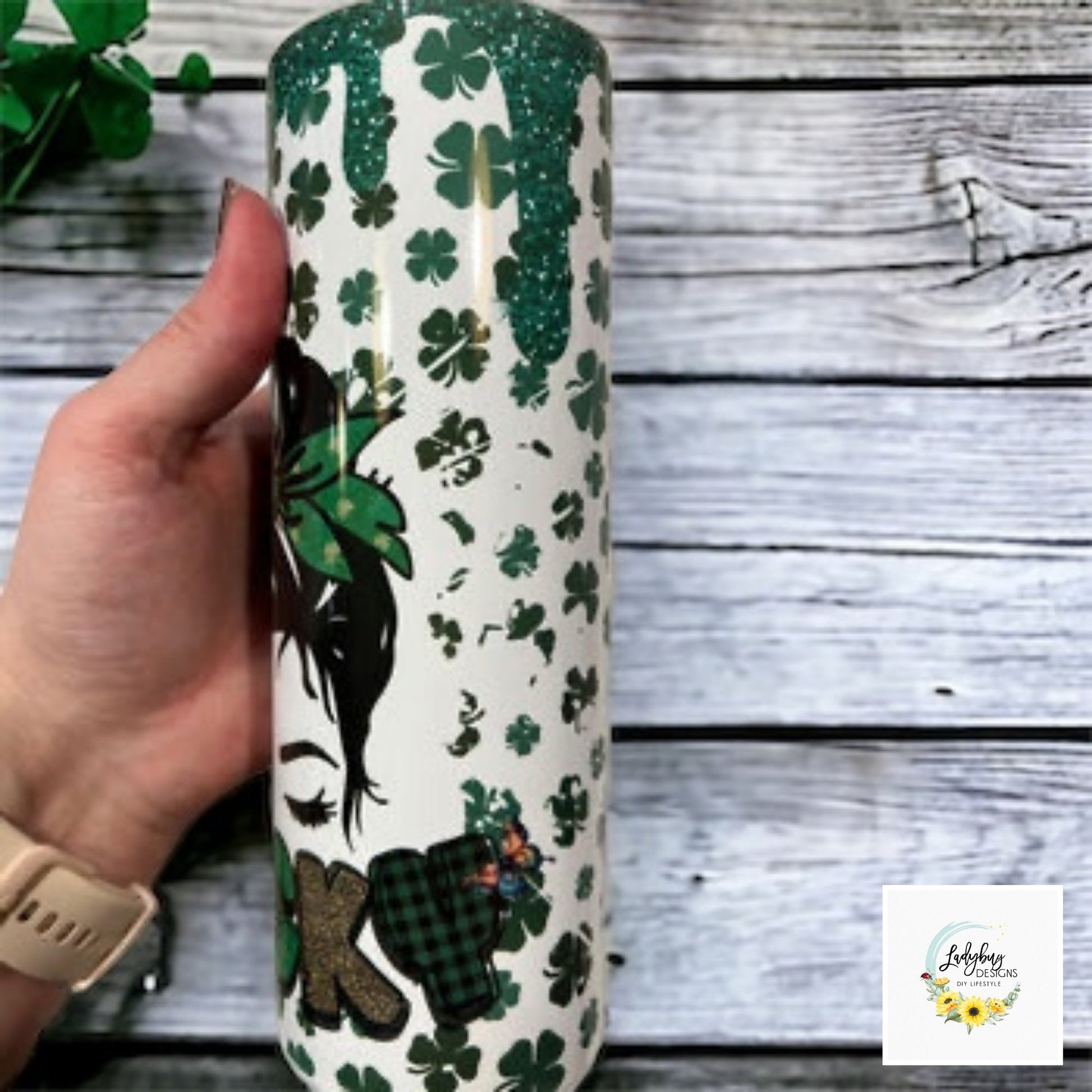 St Patricks Tumbler, Messy Bun Tumbler, Green Irish Tumbler, Four Leaf Clover Mug, St Pats Day Tumbler, Luck of the Irish, St Pats Day Gift, Shamrock Tumbler, Tumbler with Lid, Iced Coffee Tumbler, My Lucky Charm, St Pats Day Cups, Messy Bun Lucky Mom