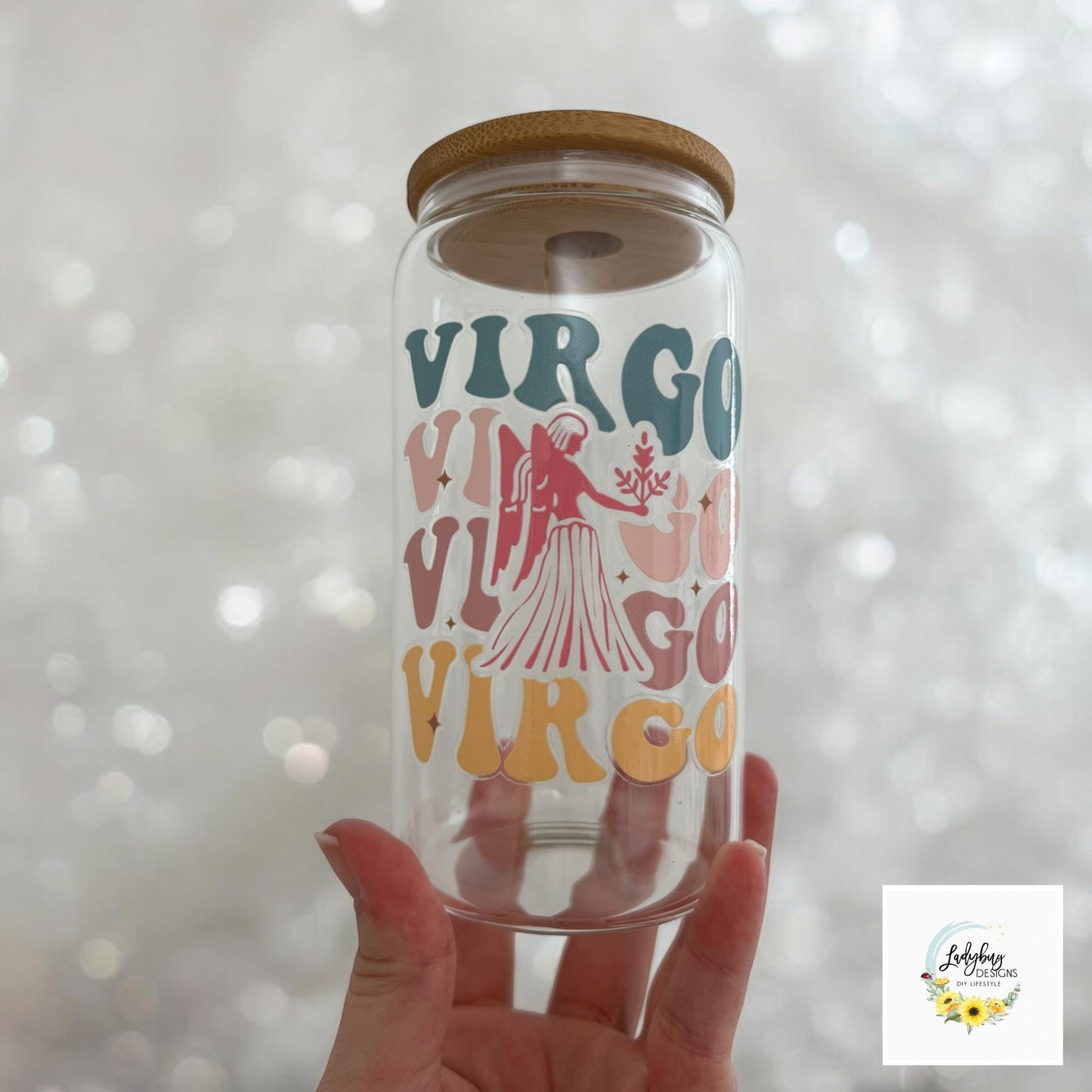 Virgo Zodiac Sign 16 oz Beer Can Glass