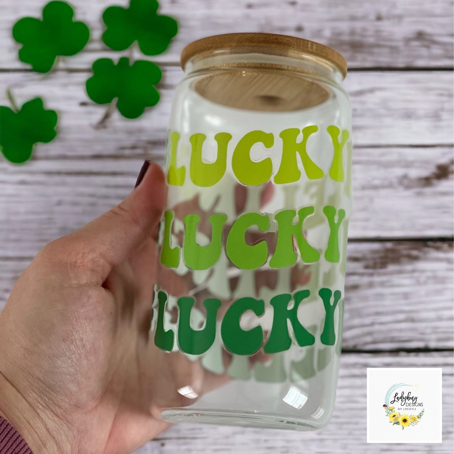 St Patricks Day Cup, Shamrock Libbey, Lucky Charm Glass, Irish Beer Can Glass, Green Ice Coffee Cup, Lucky Iced Coffee, St Pattys Day Libbey, St Patricks Day Gift, Clover Glass Can, Lucky Green Libbey, Four Leaf Clover Cup, Luck of the Irish, Shamrock St Pats Cup