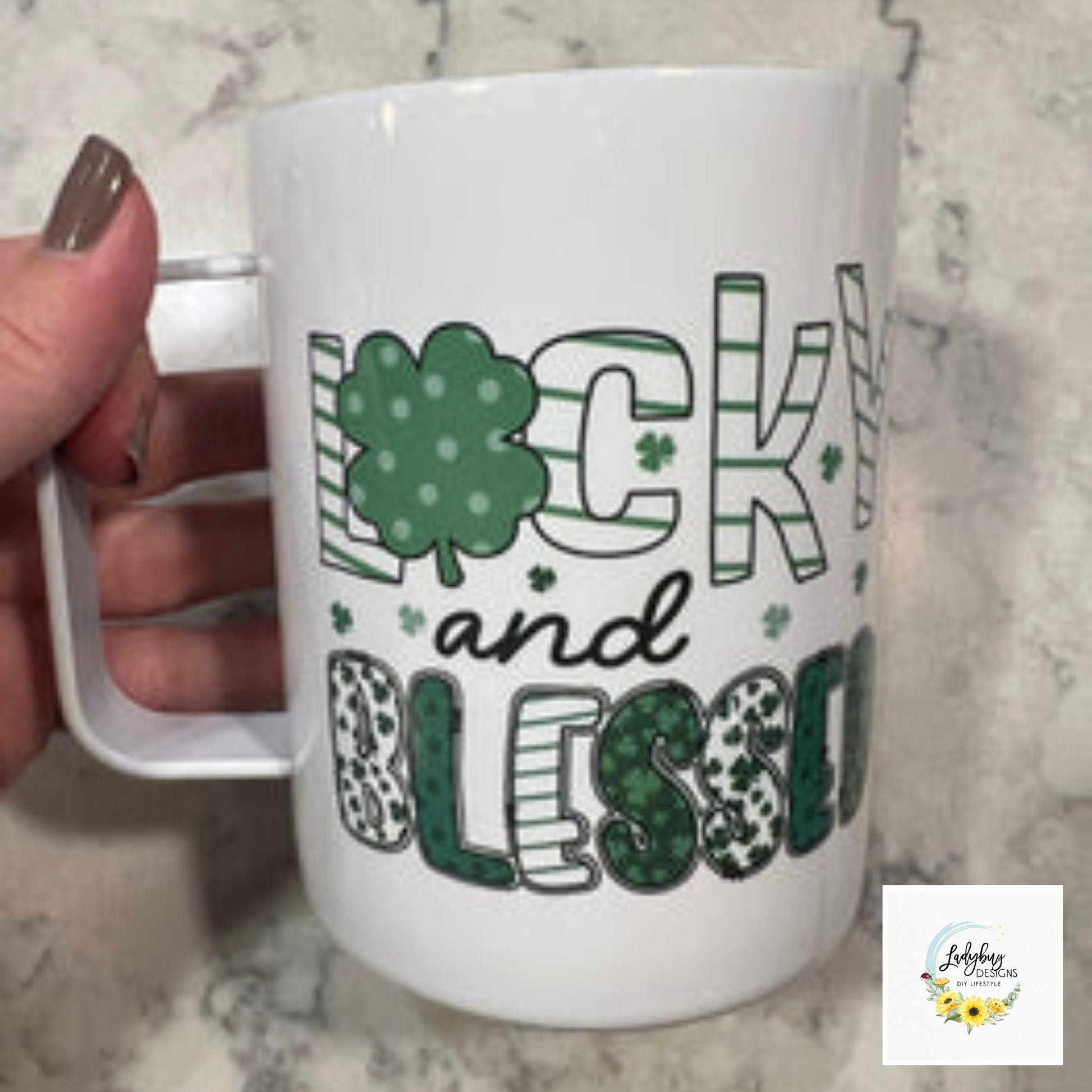 St Patricks Day Mug, Lucky Coffee Mug, Shamrock Coffee Mug, Green Irish Tumbler, Four Leaf Clover Mug, St Pats Day Tumbler, Luck of the Irish, St Pats Day Gift, Shamrock Tumbler, Coffee Mug Handle, Iced Coffee Mug, My Lucky Charm, St Pats Day Cups