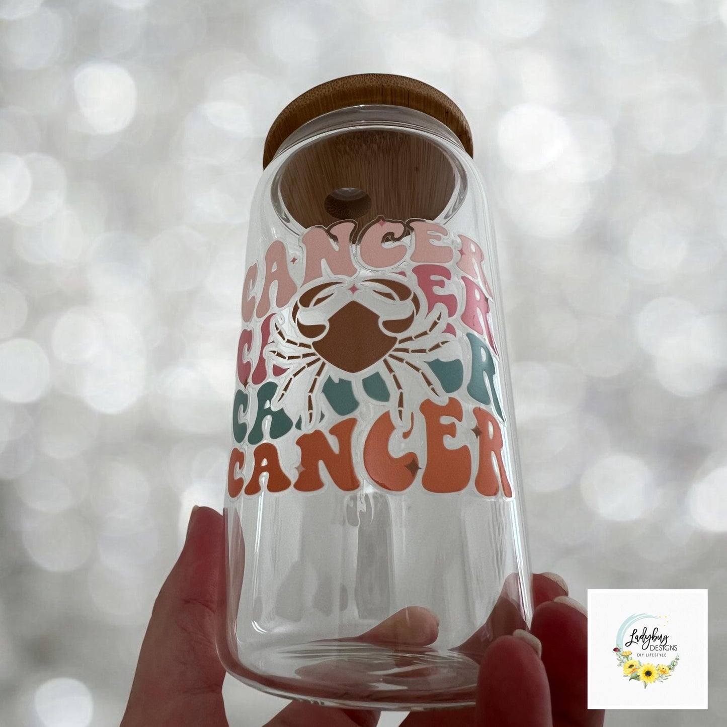 Cancer Zodiac Sign 16 oz Beer Can Glass