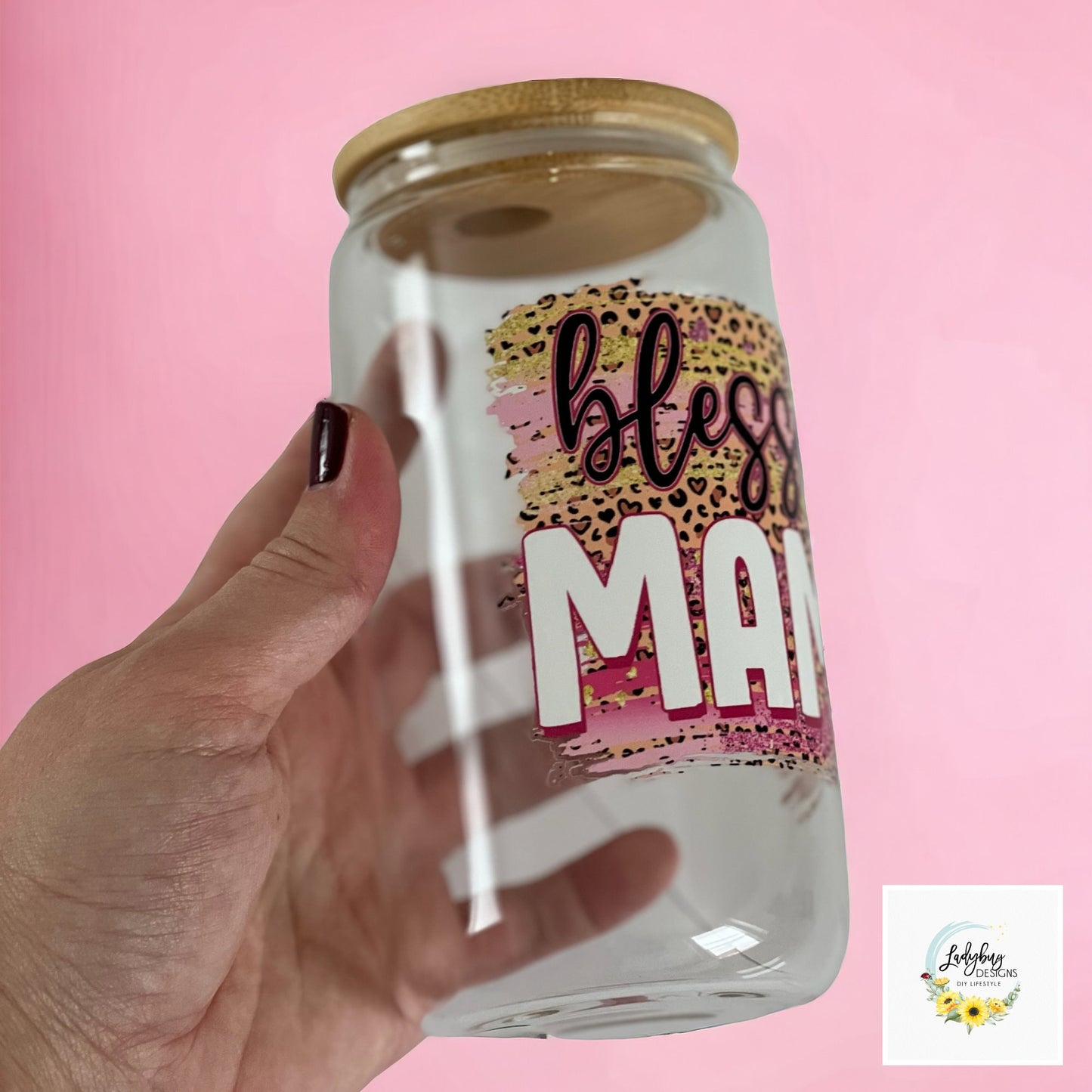 Blessed Mama Beer Can Glass, Mother’s Valentine's Day, Valentines Day Swag, Gift Ideas for Her, I Love You Mommy, Blessed Momma Libbey Glass