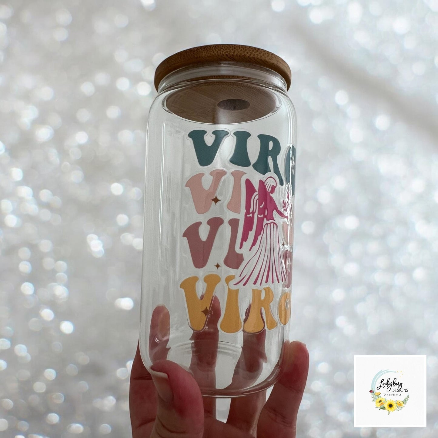 Virgo Zodiac Sign 16 oz Beer Can Glass