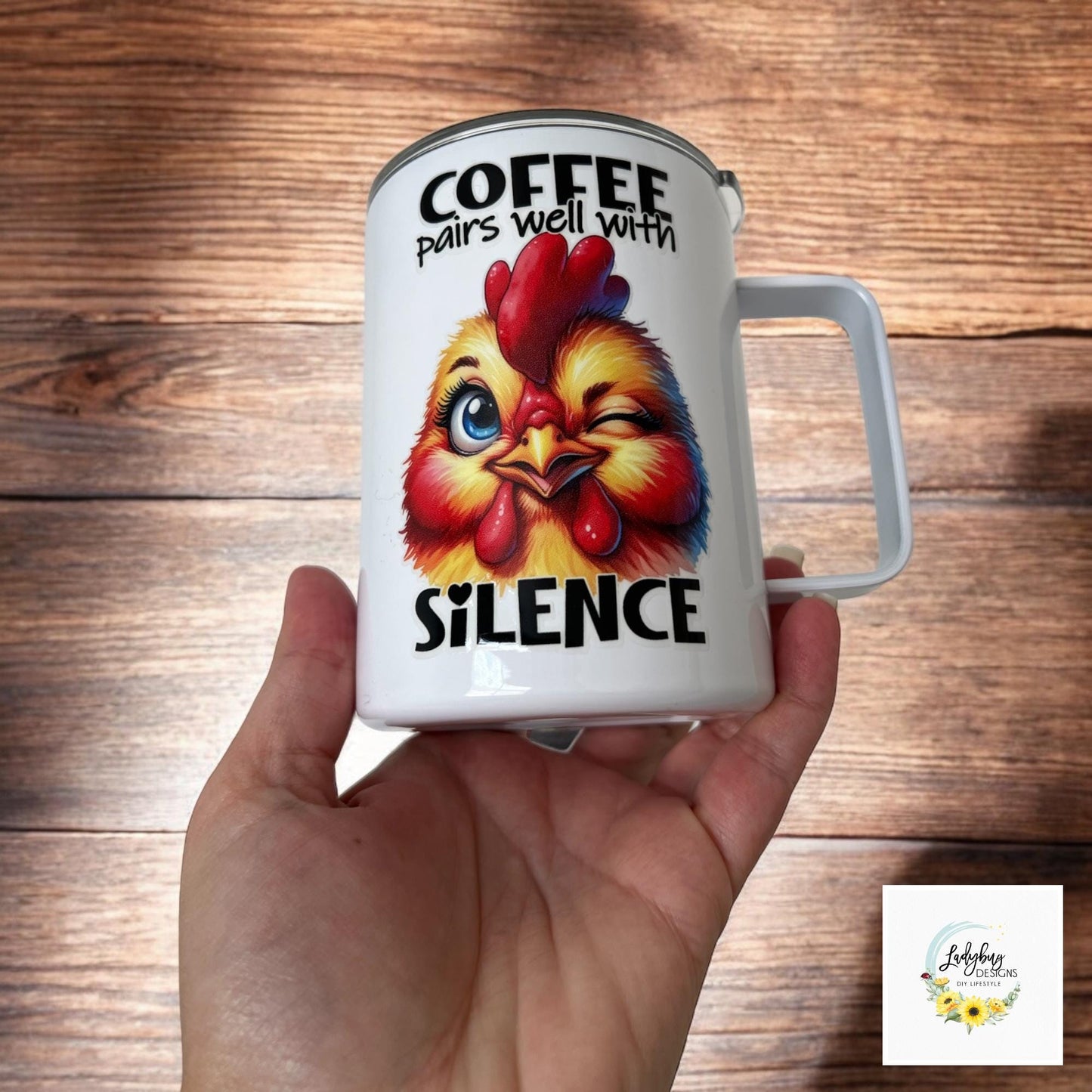 Coffee Pairs Well With Silence 10 oz Insulated Stainless Steel Coffee Mug with Handle