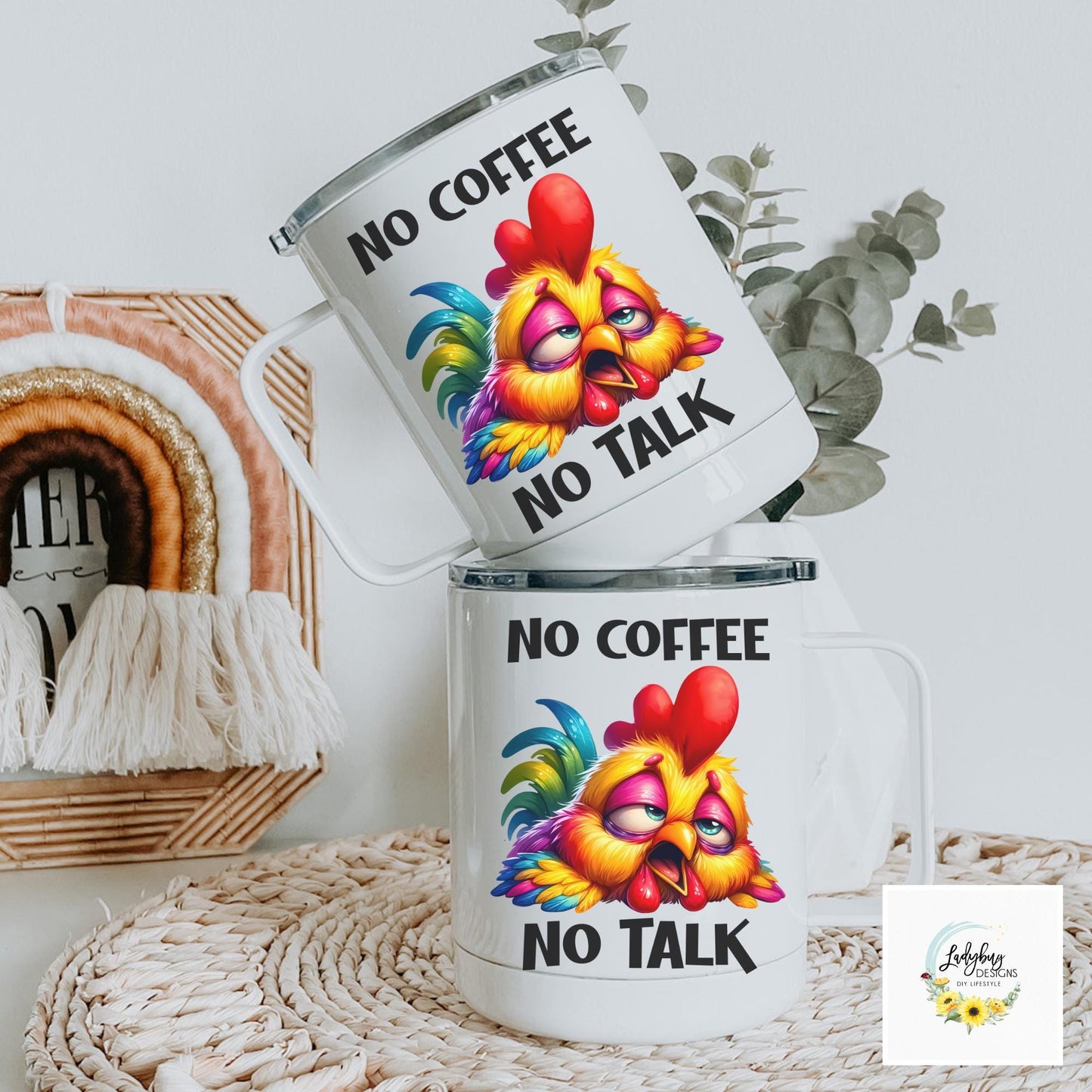 No Coffee No Talk 10 oz Insulated Stainless Steel Coffee Mug with Handle