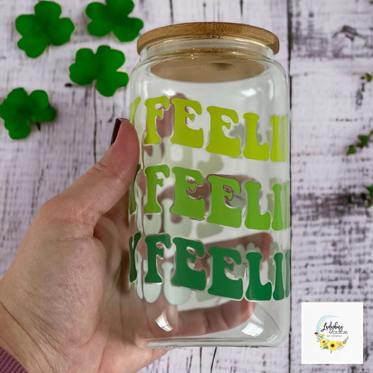 St Patricks Day Cup, Shamrock Libbey, Lucky Charm Glass, Irish Beer Can Glass, Green Ice Coffee Cup, Lucky Iced Coffee, St Pattys Day Libbey, St Patricks Day Gift, Clover Glass Can, Lucky Green Libbey, Four Leaf Clover Cup, Luck of the Irish, Shamrock St Pats Cup