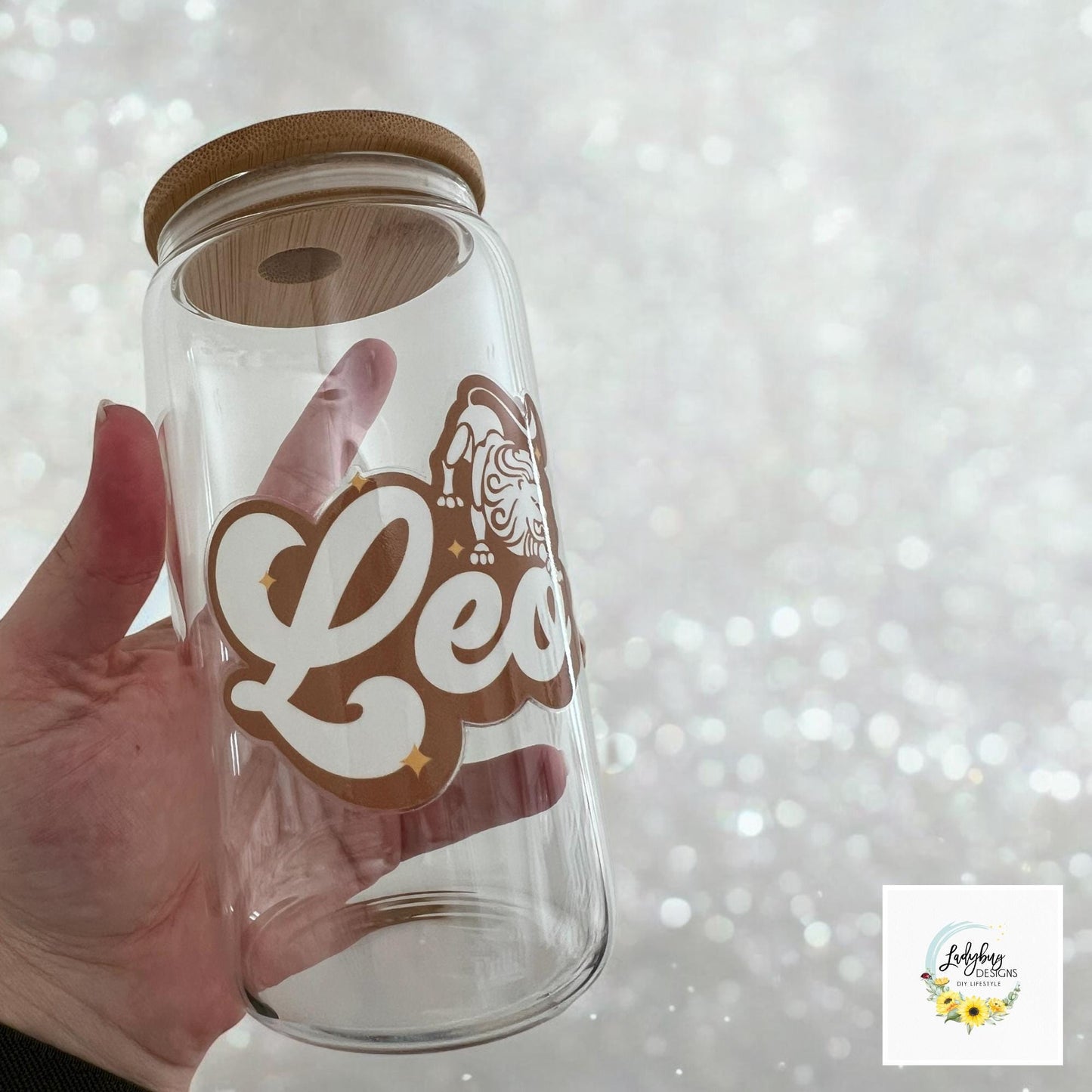 Leo Zodiac Sign 16 oz Beer Can Glass