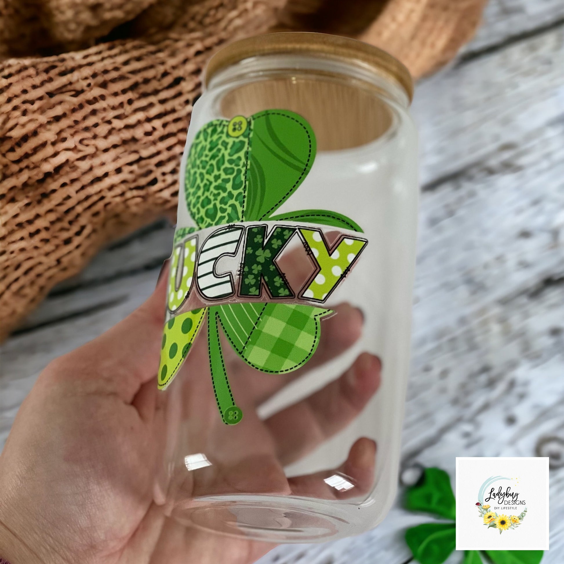 St Patricks Day Cup, Shamrock Libbey, Lucky Beer Can Glass, Irish Beer Can Glass, Green Ice Coffee Cup, Lucky Iced Coffee, St Pattys Day Libbey, St Patricks Day Gift, Clover Glass Can, Lucky Green Libbey, Four Leaf Clover Cup, Luck of the Irish, Shamrock St Pats Cup