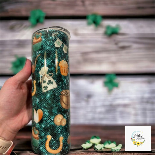 St Patricks Tumbler, Pot of Gold Tumbler, Green Irish Tumbler, Four Leaf Clover Mug, St Pats Day Tumbler, Luck of the Irish, St Pats Day Gift, Shamrock Tumbler, Tumbler with Lid, Iced Coffee Tumbler, My Lucky Charm, St Pats Day Cups, Lucky Pot of Gold