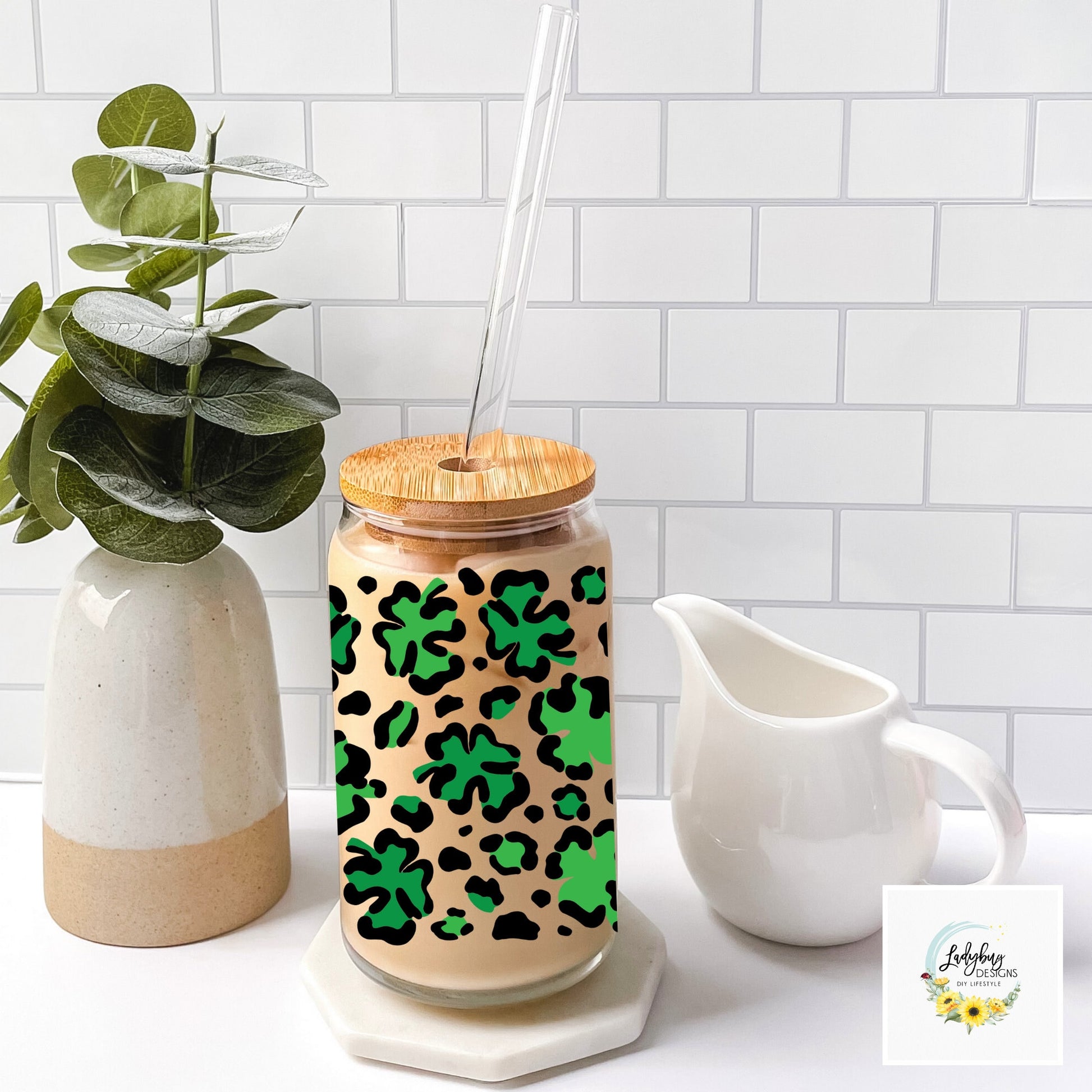 St Patricks Day Cup, Shamrock Libbey, Irish Beer Can Glass, Green Ice Coffee Cup, Lucky Iced Coffee, St Pattys Day Libbey, St Patricks Day Gift, Clover Glass Can, Lucky Green Libbey, Four Leaf Clover Cup, Luck of the Irish, Leopard Can Glass, Shamrock St Pats Cup