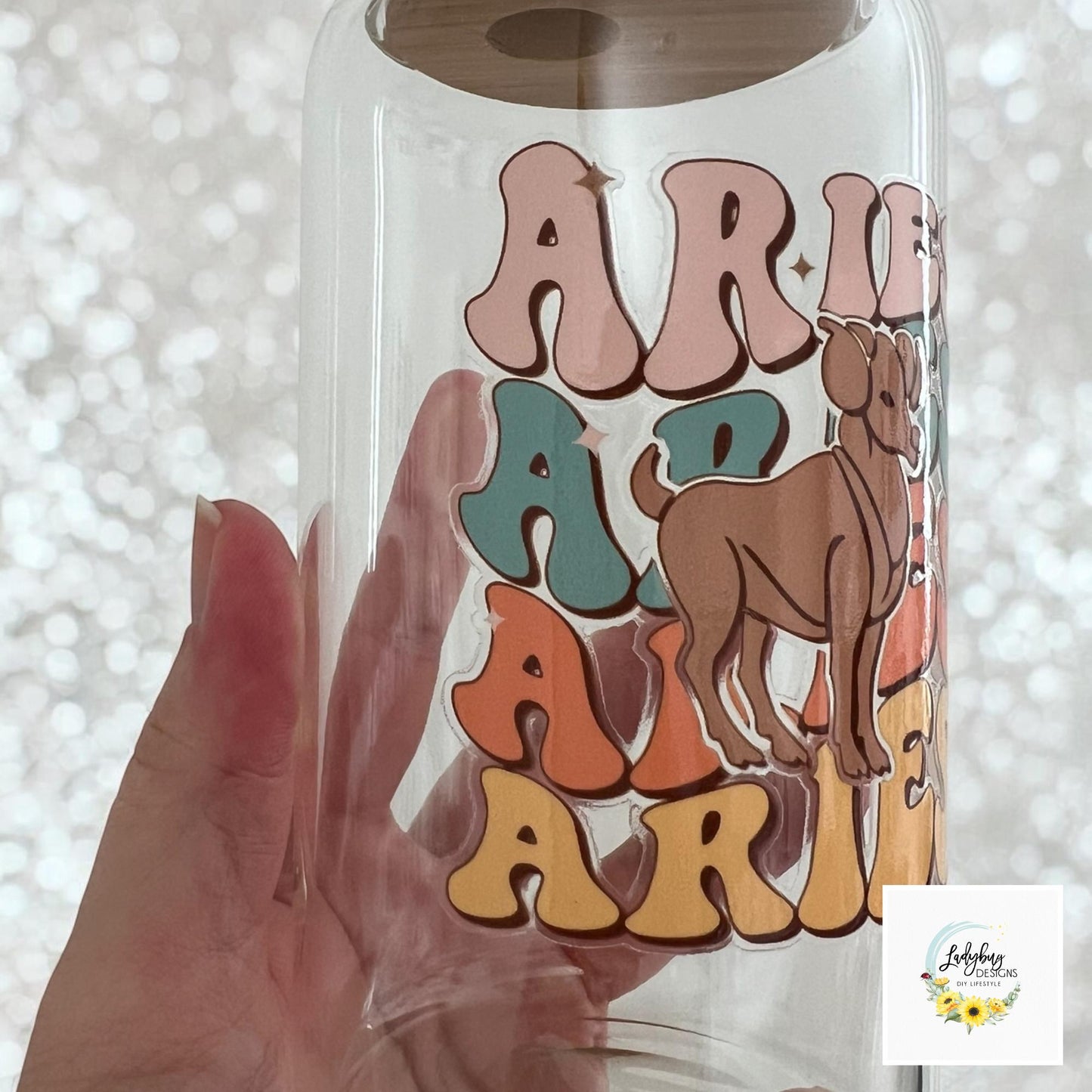 Aries Zodiac Sign 16 oz Beer Can Glass