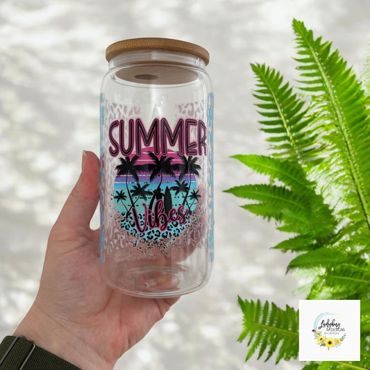 Summer Vibes 16 oz Beer Can Glass