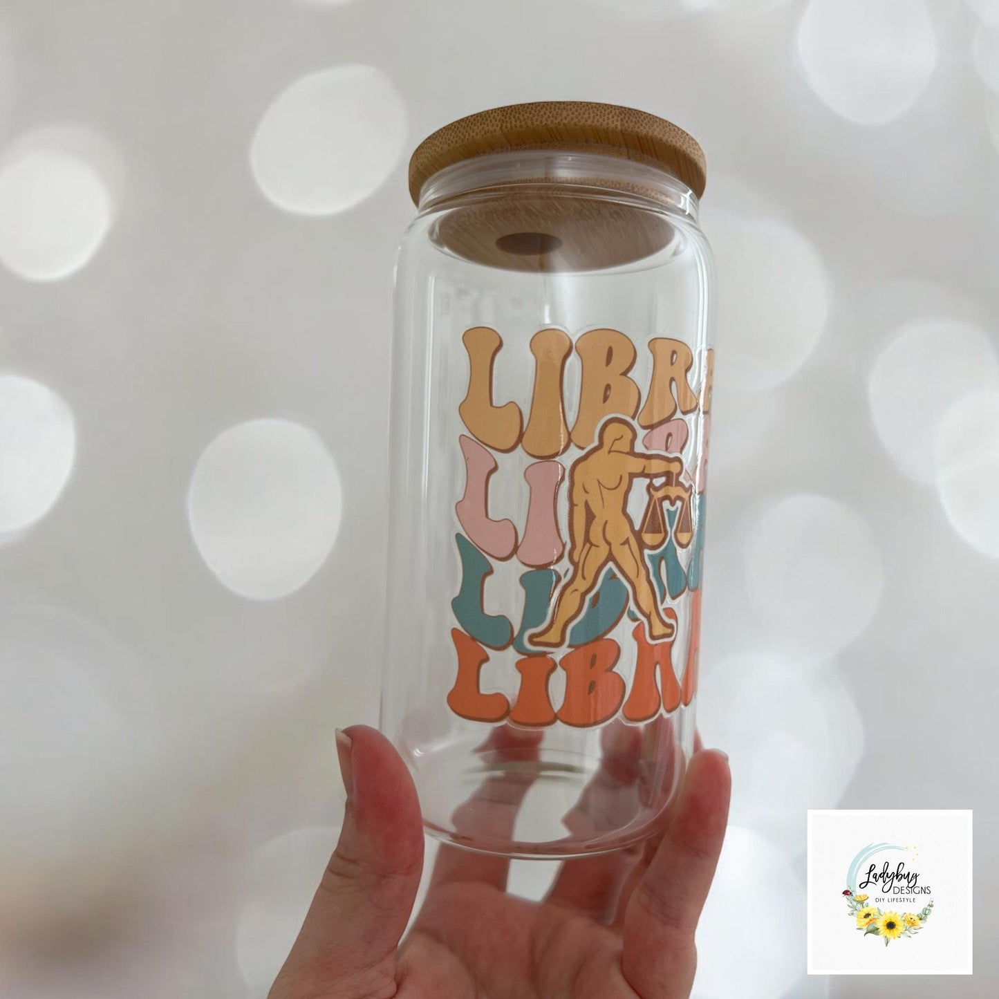 Libra Zodiac Sign 16 oz Beer Can Glass