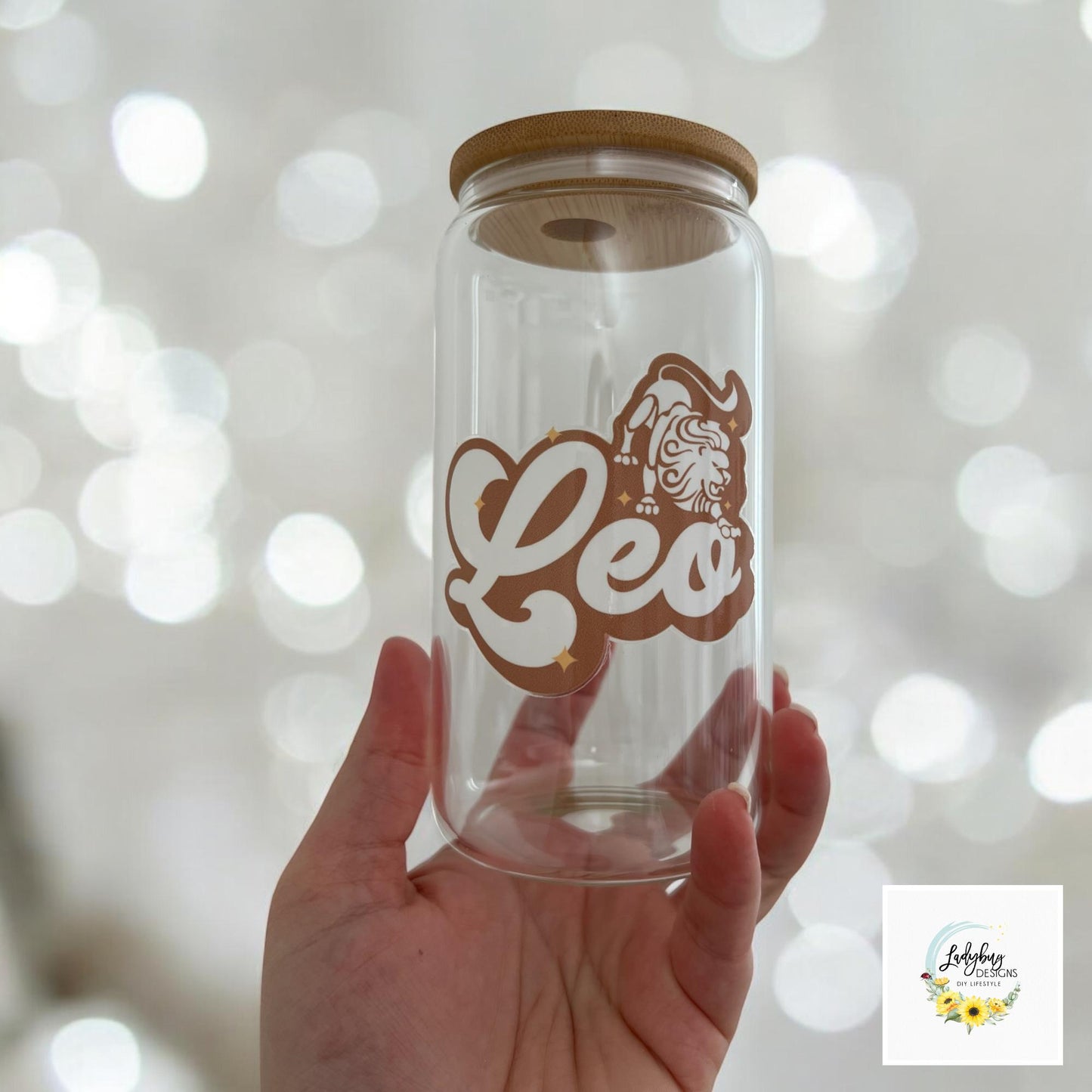 Leo Zodiac Sign 16 oz Beer Can Glass