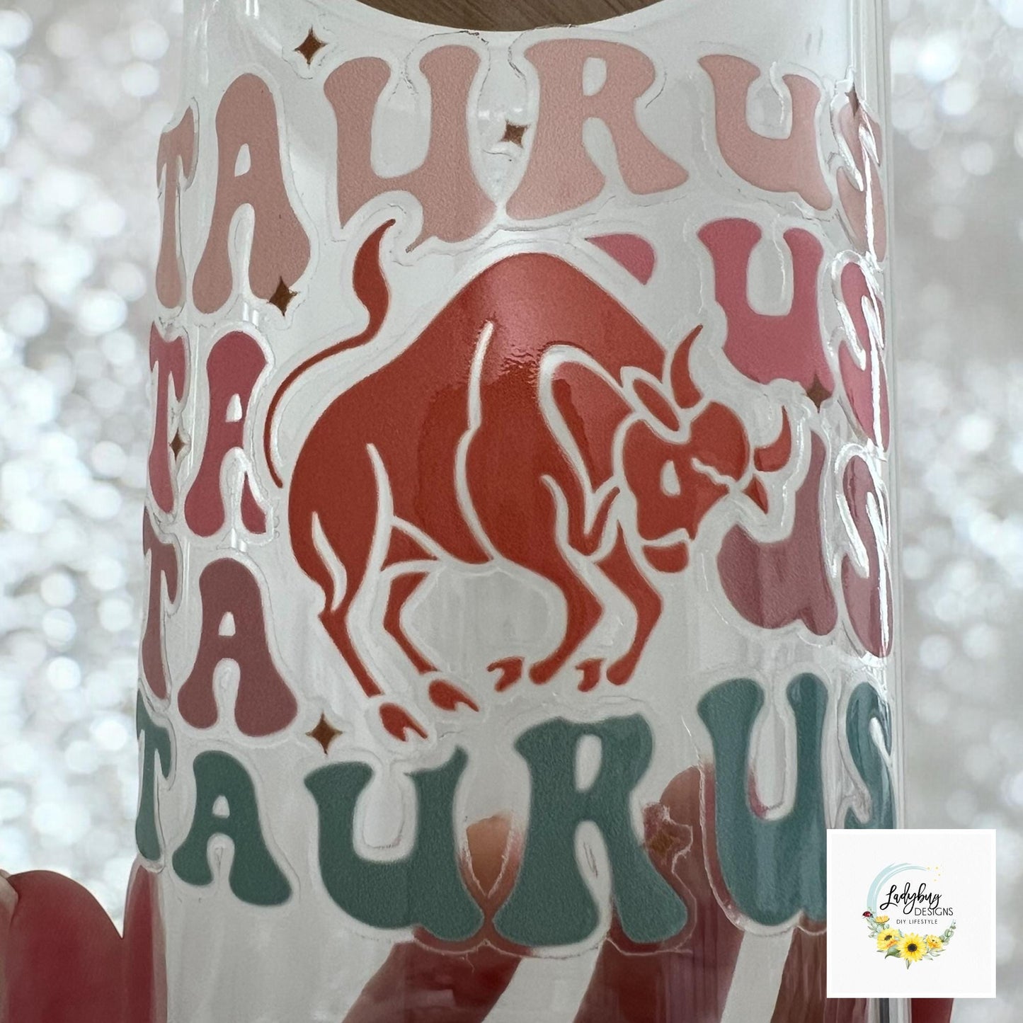 Taurus Zodiac Sign 16 oz Beer Can Glass