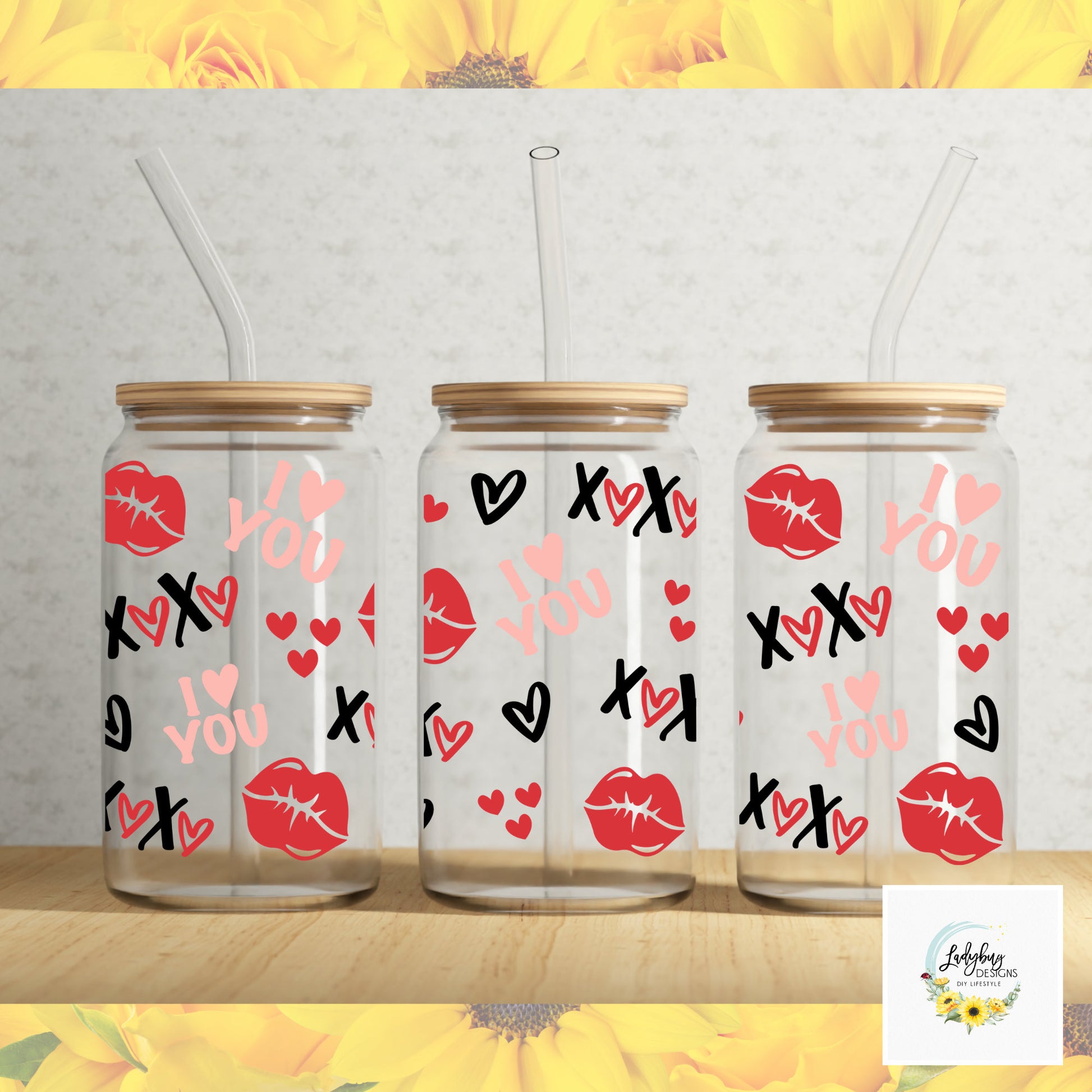 I Love You Valentine's Day Can Glass, XOXO Glass Cup, Reminders I Love You Cup, Because I Love You Cup, Libbey Cup, Fiance Valentine's Day