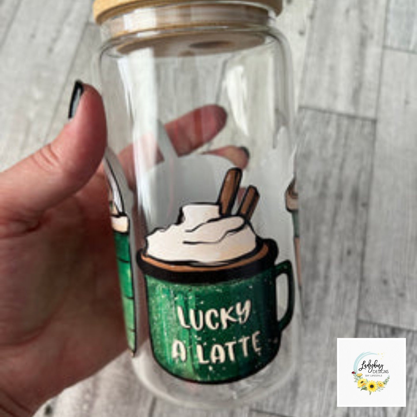 St Patricks Libbey, Lucky Beer Can Glass, Shamrock Libbey, Lucky Charm Glass, Irish Beer Can Glass, Green Ice Coffee Cup, Lucky Iced Coffee, St Pattys Day Glass, St Patricks Day Gift, Clover Glass Can, Lucky Green Libbey, Four Leaf Clover Cup, Luck of the Irish, Shamrock St Pats Cup