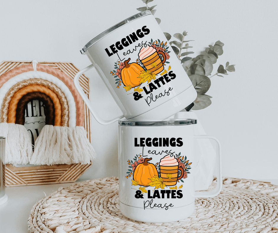 Ready to Ship! Leggings, Leaves & Lattes 10 oz Sublimation Coffee/Camp Mug - Ladybug Designs, DIY Lifestyle