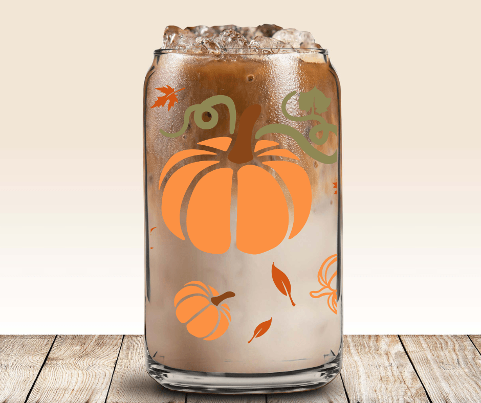 Ready to Ship! Pumpkin 16 oz Beer Can Glass - Ladybug Designs, DIY Lifestyle