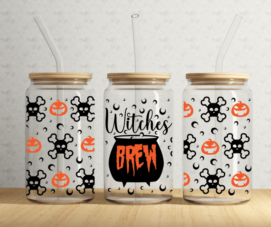 Ready to Ship! Witches Brew 16 oz Beer Can Glass - Ladybug Designs, DIY Lifestyle